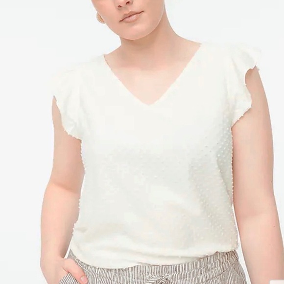 NWT J. Crew Flutter-sleeve Clip-dot Top Sz L large lg new ivory white - Picture 6 of 10